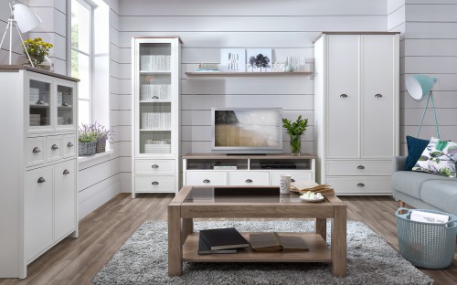 Модульна вітальня Cannet BRW білий / дуб каньйон монумент